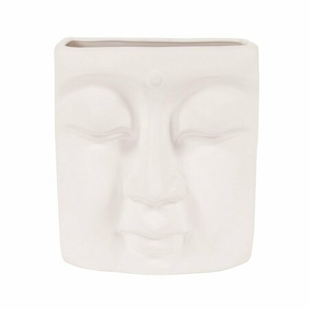 HOWARD ELLIOTT Abstract Buddha Face In Eggshell White Ceramic Wall Vase 34092